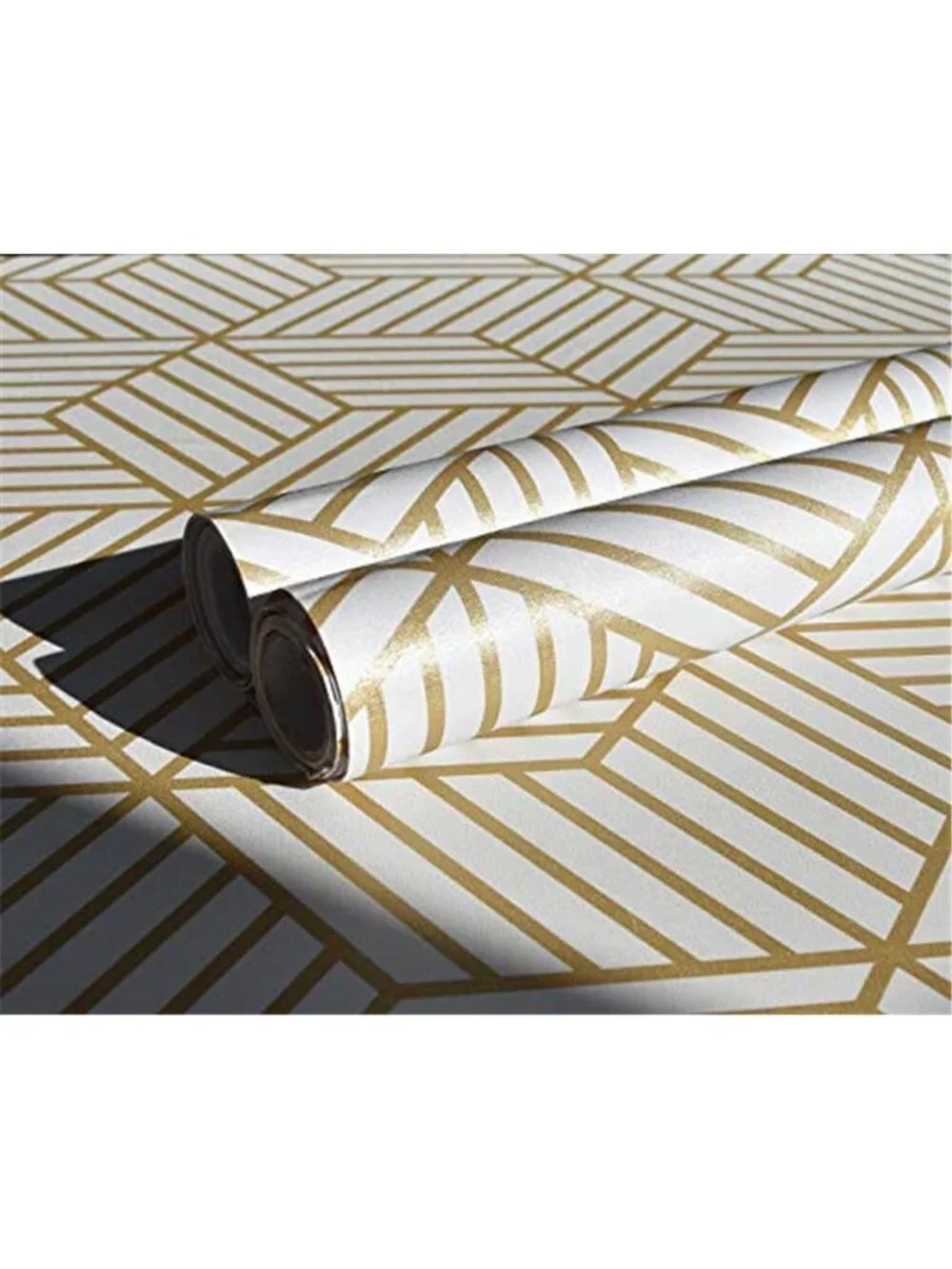Gold Geometric Peel Stick Wallpaper Self Adhesive Removable Vinyl Modern 118in